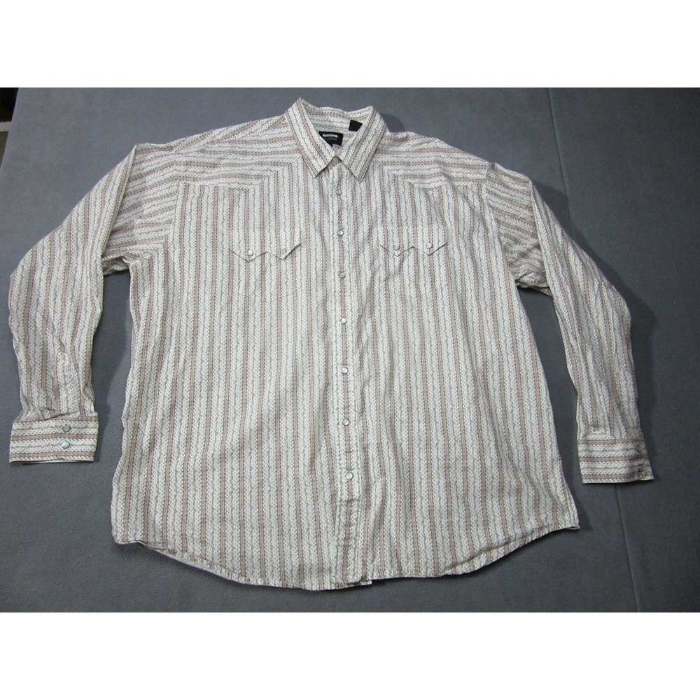 Resistol Shirt Mens 2XL Beige Striped Pearl Snap Western Long Sleeve Rodeo
